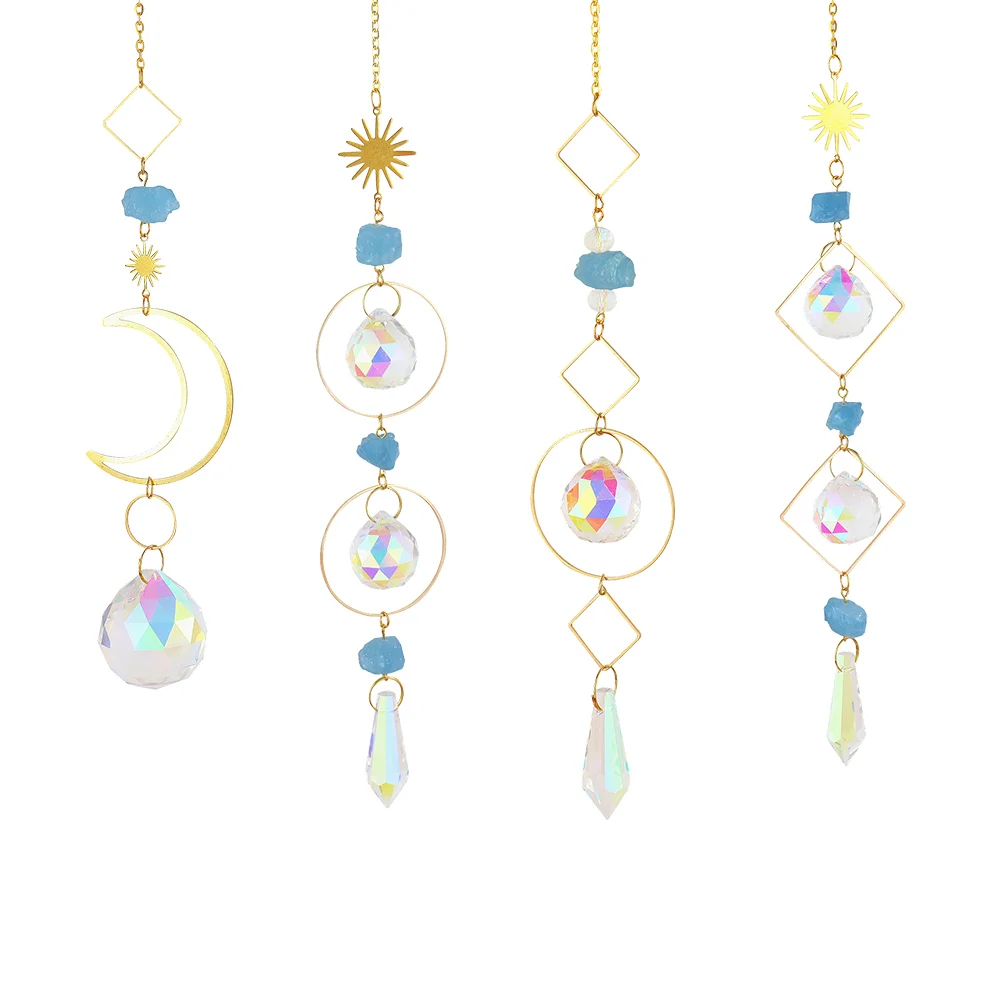 Prism Sun catcher Hanging Bead Crystals Wind Chime Pendant Moon Rainbow Catcher Chase Window Curtain Chandelier Home Decor