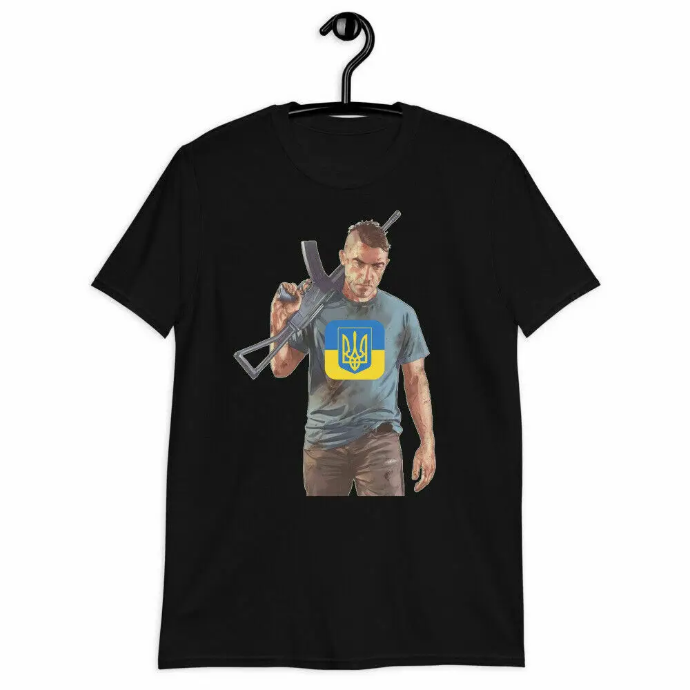 

Cool Ukraine Solder With Flag Pride Tshirt Men's 100% Cotton Casual T-shirts Loose Top S-3XL