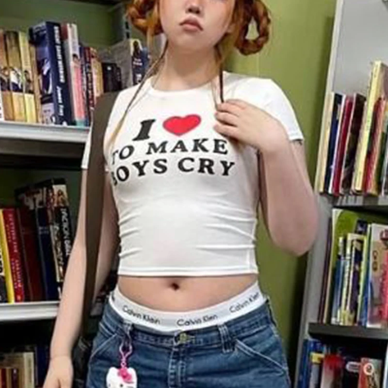 Short sleeved New Elastic Top Women's Letter Printing Women's Sexy T-shift