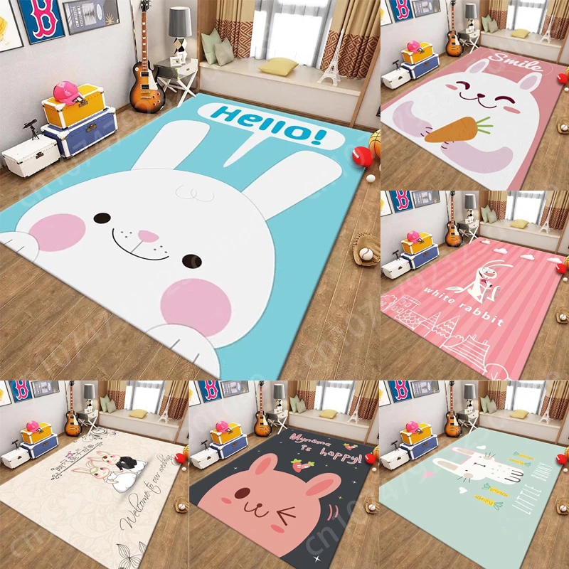 

Cartoon Rabbit Carpet Sofa Table Area Rugs Non Slip Floor Mats for Home Bedroom Decoration Soft Washable Living Room Bedside Mat