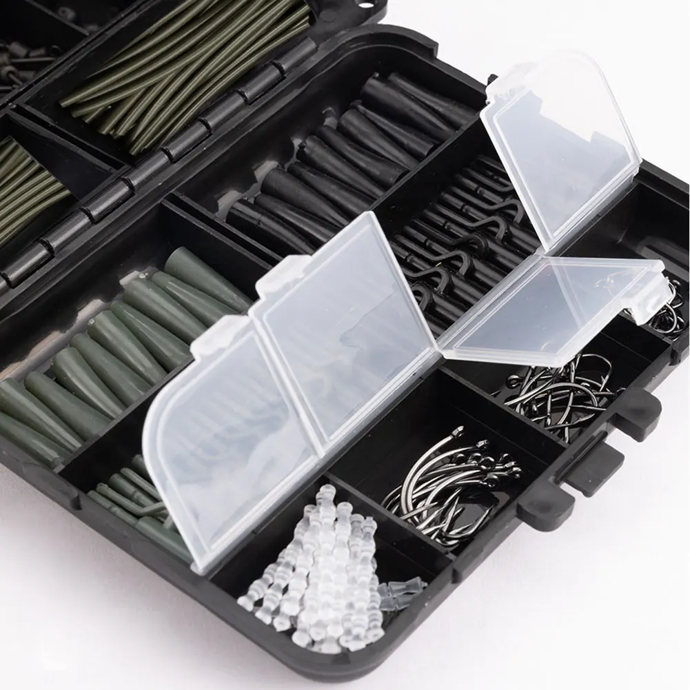 277Pcs Carp Fishing Accessories with Storage Box Carp Fishing Rigs Assortment Wear Resist Swivels Terminal Rigs Fishing Gear Set