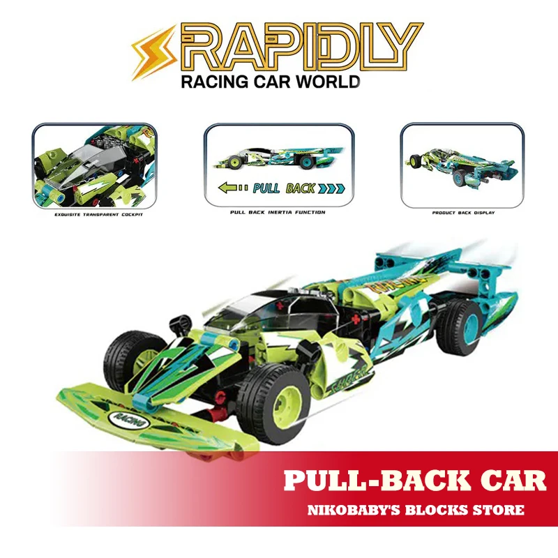 

100+Pcs City Speed Formula 1 Pull-back Vehicle Building Blocks Model Racing Cars F1 MOC Bricks Toys Kit Kids Boys Birthday Gifts