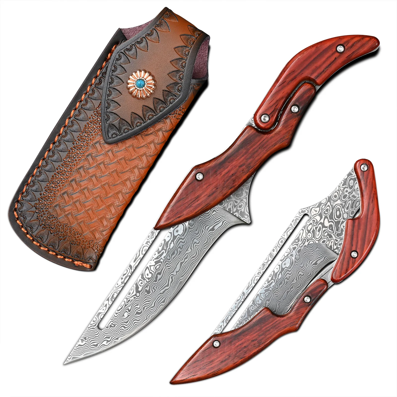 VG10 Damascus Knives Tactical Hunting Mechanical Folding Knife Fixed Blade Outdoor Camping