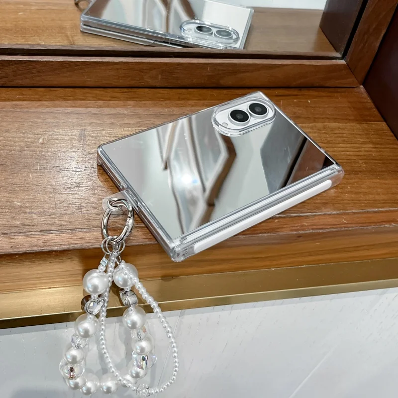 Elegant Fashion Mirror Case with Bracelet - Protective Wide Back Cover