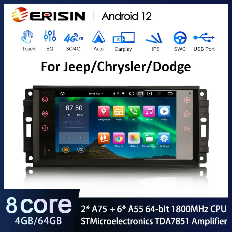 Erisin ES8576J 8-Core Android 12.0 DAB Autoradio GPS Wireless CarPlay Car Stereo For Jeep Compass Wrangler Chrysler Dodge AliExpress Mobile