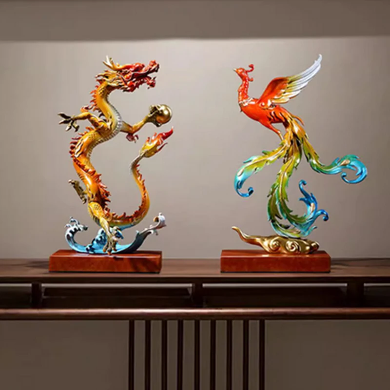 All Copper Dragon Shape Auspicious Decoration, Home Office Living Room TV Cabinet Wine Wedding Housewarming Gift Decoration, 1Pc