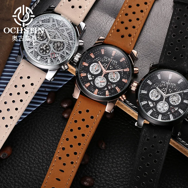 Ochstin 2024 New Pilot Series Trendy and Fashionable Multi functional Automatic Quartz Movement Men's Quartz Watch