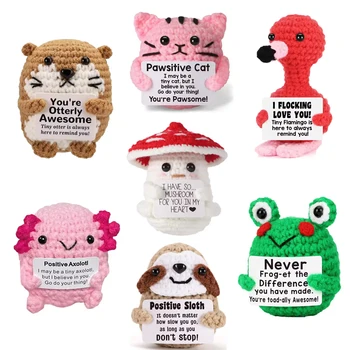 Divertente uncinetto positivo ispiratore supporto emotivo gufo bambola decorazione della stanza di casa gufo lavorato a mano ornamento da tavolo regalo 1