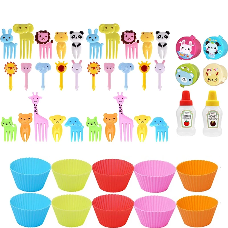 Cute Animal Snack Forks & Silicone Dividers Set for Kids