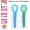 100Pcs Dental Floss Threader Dental Traction Line Oral For Crown Brace Bridge Implant Hoop Threading Braces Steel Traction 1