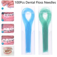 100Pcs Dental Floss Threader Dental Traction Line Oral For Crown Brace Bridge Implant Hoop Threading Braces Steel Traction 1