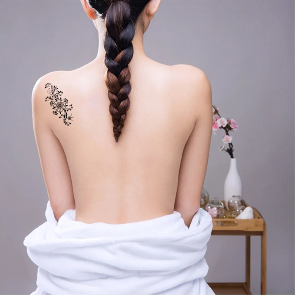 

Sexy 12Pcs/Bag Disposable Water Transfer Waterproof Flowers Body Art Temporary Tattoo Stickers Fake Tattoos Arm Leg Art