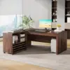 62.2" Executive Desk with Mobile File Cabinet, L-Shaped Office Desk with Storage Shelves, Large Computer 3
