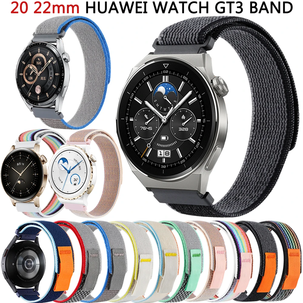 20 22mm Wrist Straps For Huawei Watch GT 3 2 Pro 42/46mm Runner Nylon Smartwatch Band Huawei GT3