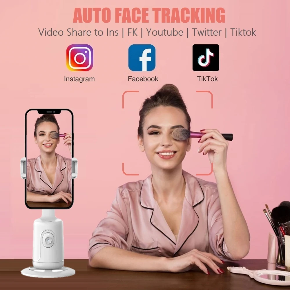 Auto Face Tracking Phone Holder 360&deg; Rotation Motion Tracking Mount Selfie Stick Tripod for Live Vlog Video Gimbal Stabilizer