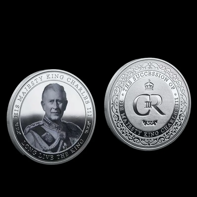 The King Of England Charles III Silver Plated Commemorative Coin Set In Holder Uk Royal Challenge Keychain Souvenir Gift