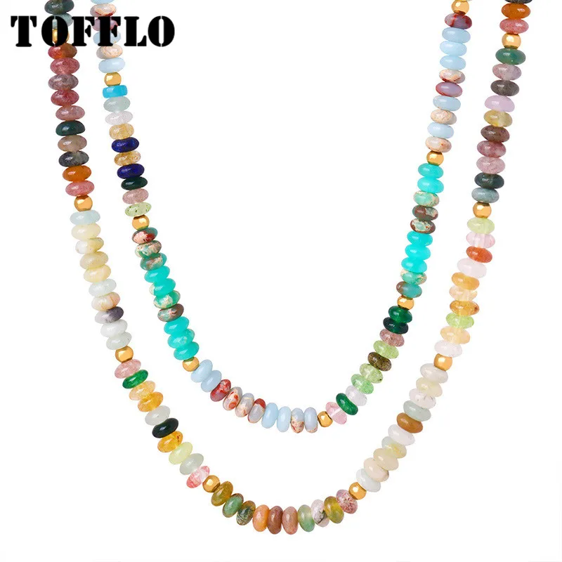 

TOFFLO Stainless Steel Jewelry Fashionable And Minimalist Elliptical Abacus Beads Handmade Beaded Pendant Necklace BSP1717