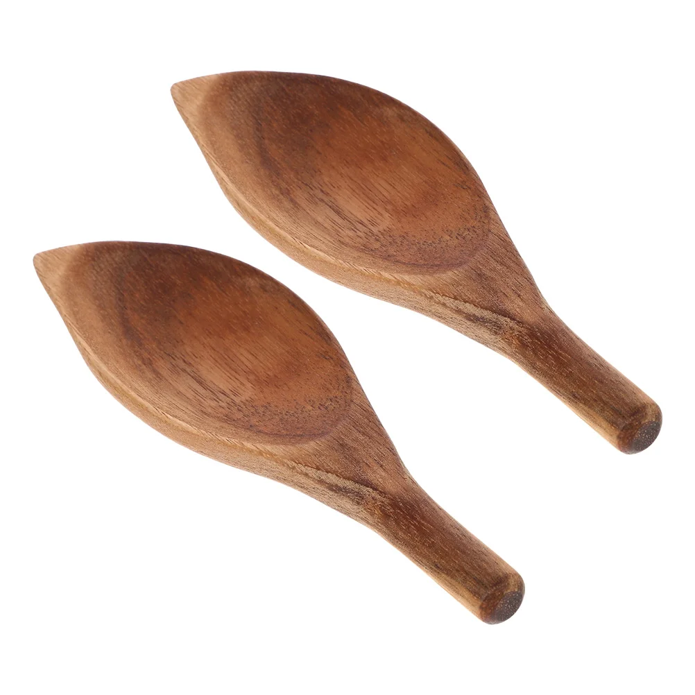 

2 Pcs Coffee Powder Scoop Spoon Wooden Kitchen Bean Tea Rice Loose Scoops Simple Beans