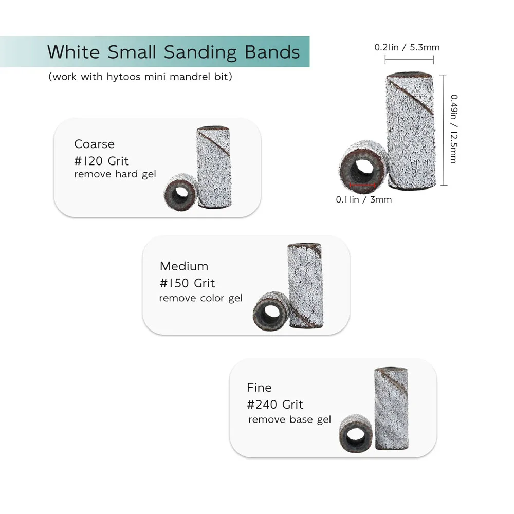 3mm Small Sanding Bands without Stainless Steel Mandrel Electric Nail Drill Bits Accessories Manicure Cuticle Clean