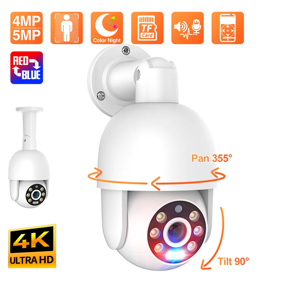 Techage 5Mp Security Poe Camera Smart Ai Ip Camera Ptz Outdoor Waterproof Human Detection Cctv Video Surveillance Cam Nvr Kit