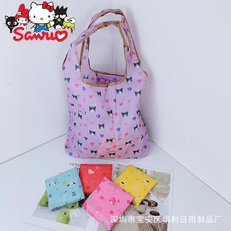 

Sanrio Kuromi Hello Kitty Melody Cinnamoroll Pochacco Fold Eco-friendly Bag Convenient Supermarket Shopping Travel Bag 10x11cm