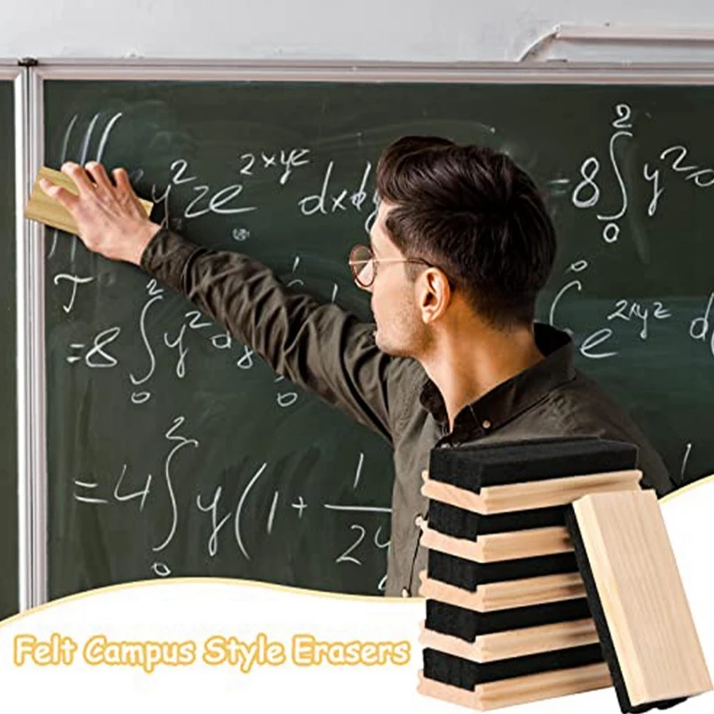 10 Pack Chalkboard Erasers Wool Felt Eraser Dustless Wood Chalk For Kids Teachers