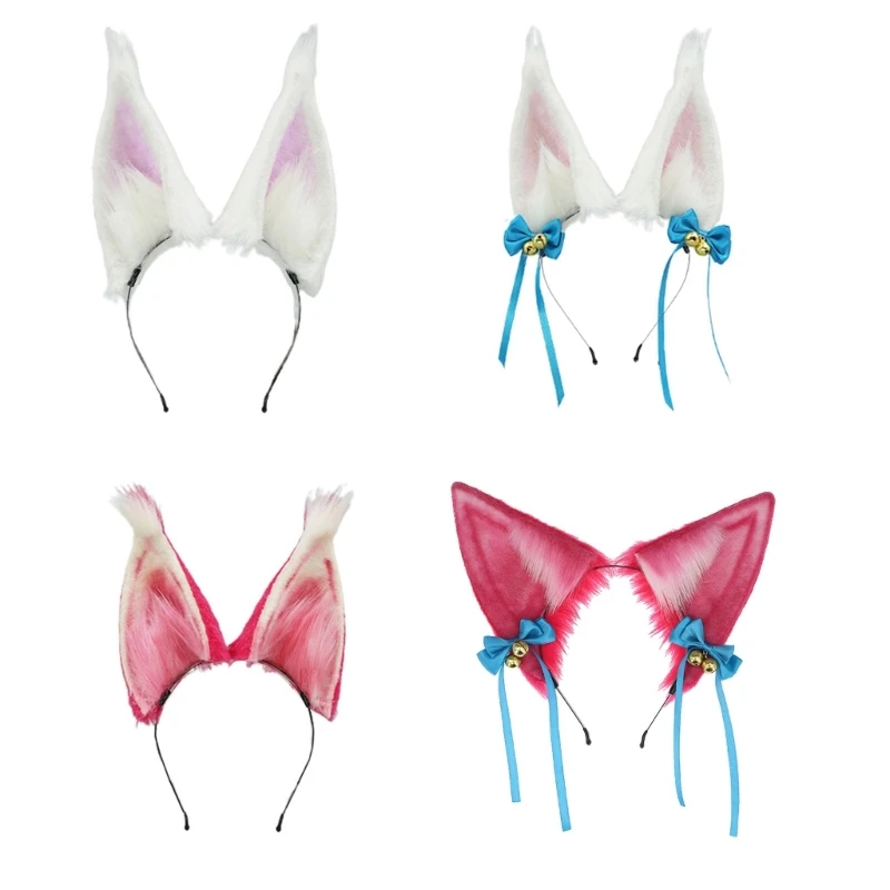 

Attractive Cosplay Furry Animal Fox Ears Head Band Dress Up Lolita Decor Long Fur Headpiece for Halloween Party Decor