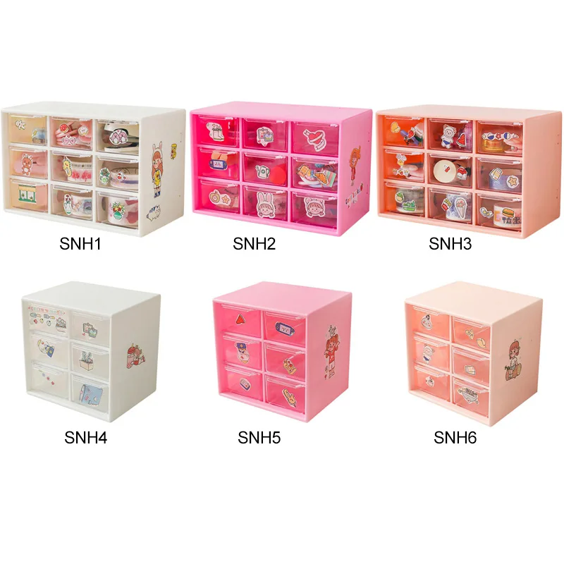 Kawaii 9 Grids ABS Drawer Desktop Organizer Multi-functional Cosmetics Makeup Office Desk Stationery Storage Box Holders desktop storage box,stationery organizer,desktop storage shelf,stationery storage box,desktop storage kit