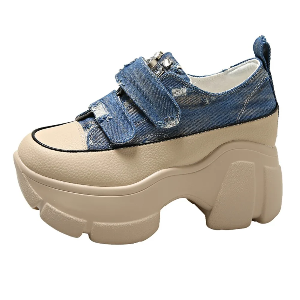 

Новинка 2024, женские джинсовые туфли-оксфорды на платформе, обувь с ремешком на толстом высоком каблуке в японском стиле Харадзюку, рок JK