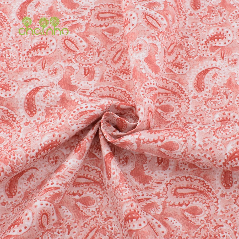 Chainho,Printed Plain Weave Poplin Cotton Fabric,DIY Quilting Sewing Material,Patchwork Cloth,Floral Series,3 Sizes,15PC148