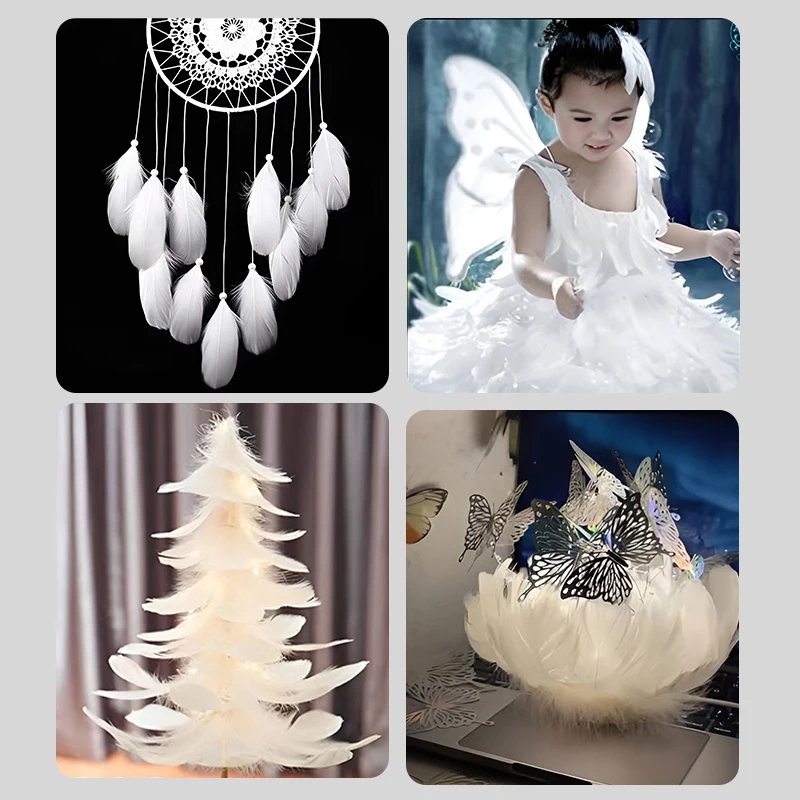 4-8cm Feathers Decoration 100pcs For Crafts Small Bulk Goose Chicken Dream Catcher Making Massage House Salon