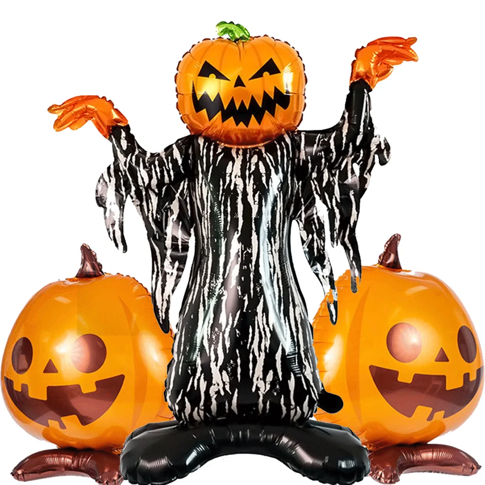 Halloween Kürbiskopf Geisterballon Kürbis Toter Baum Selbststehende große Folienballons für Halloween Party Dekoration Lieferungen