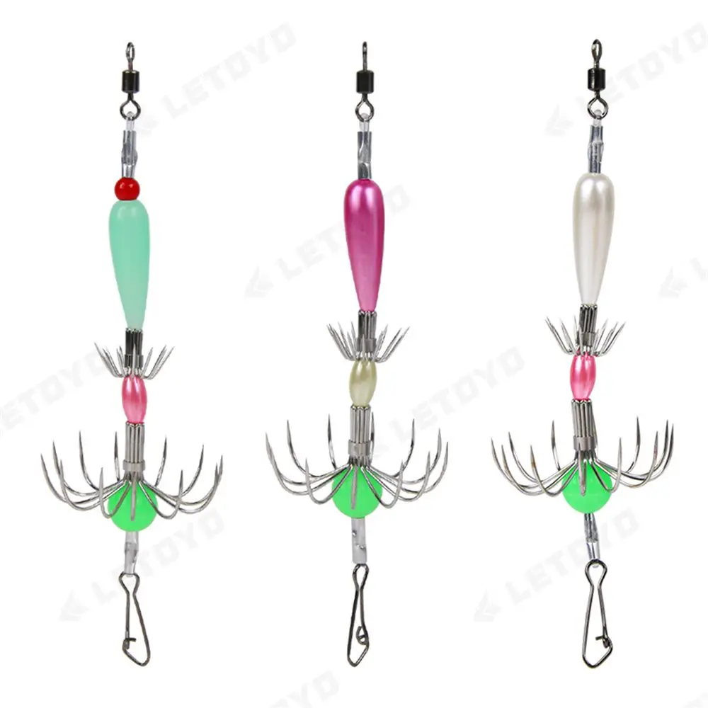 Simulazione Luminoso Grande/Piccolo Ombrello Inkfish Calamary Esche Octopus Bait Squid Hook Jigs Catcher