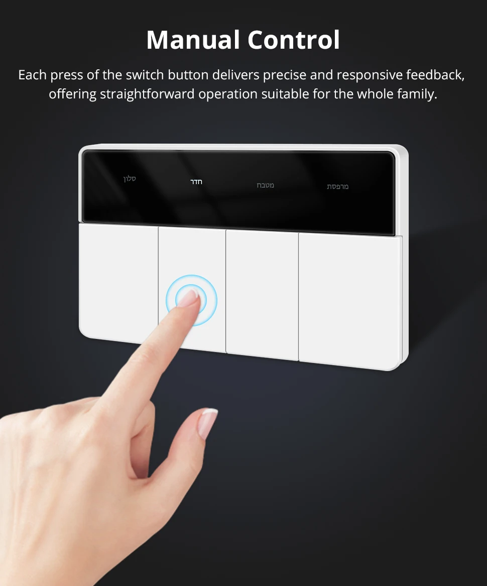 Zigbee DIY Name Switch Horizontal Display Screen Big Push Button Work with Tuya