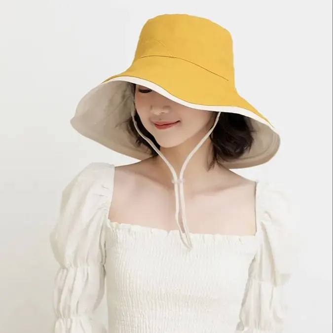 Cotton Double-sided Wear Fisherman's Hat Women's Summer Fashion Hundred Shading Cloth Hat Show Face Smaller  Sunburn Protection 3