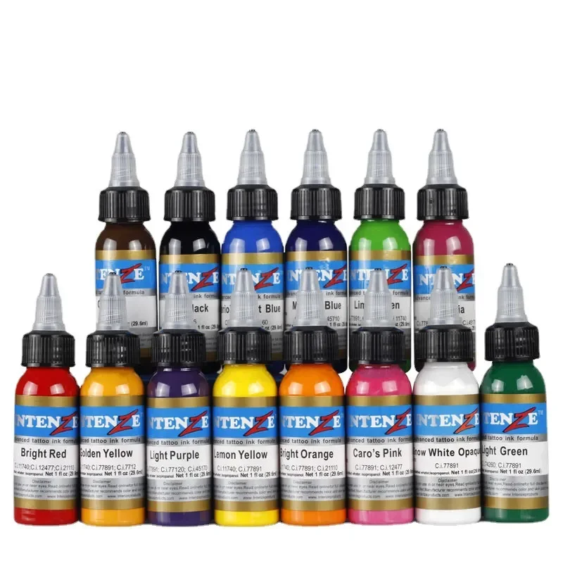 14pcs Tattoo Ink 30ML Tattoo Practice Pigment For Practice Skin Natural Permanent Machine Supplies For Beginners tattoo ink tattoo ink pigment