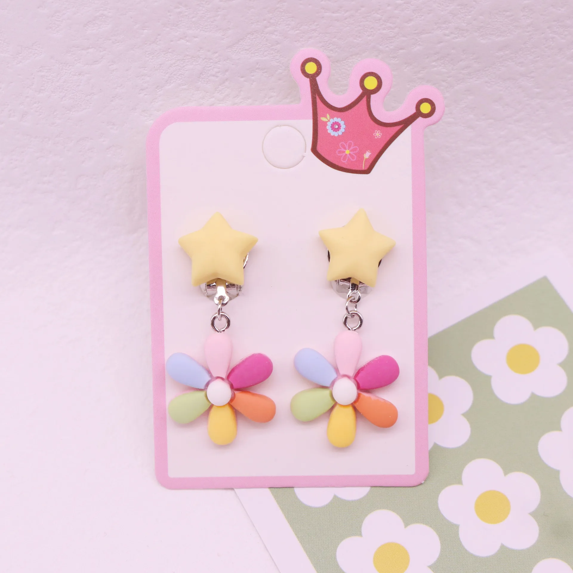 Cute Mermaid Animals Cats Flowers Stars Clip on Earrings for Kids Girls Earrings Jewelry No Pierced Children