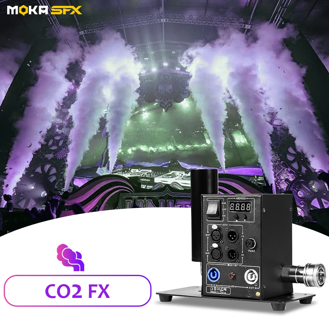 

MOKA Digital CO2 Cannon DMX Cryo CO2 Jet Machine Stage Effects CO2 Blaster for Nightclubs DJ Club