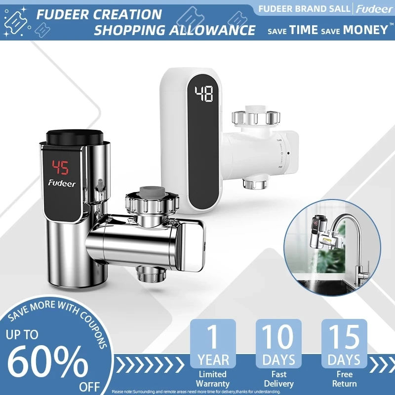 Fudeer-aquecedor de Água sem Tanque Elétrico Torneira de Aquecimento Instantâneo Adaptador Instantâneo para Torneira Instalação Gratuita 220v 3400w