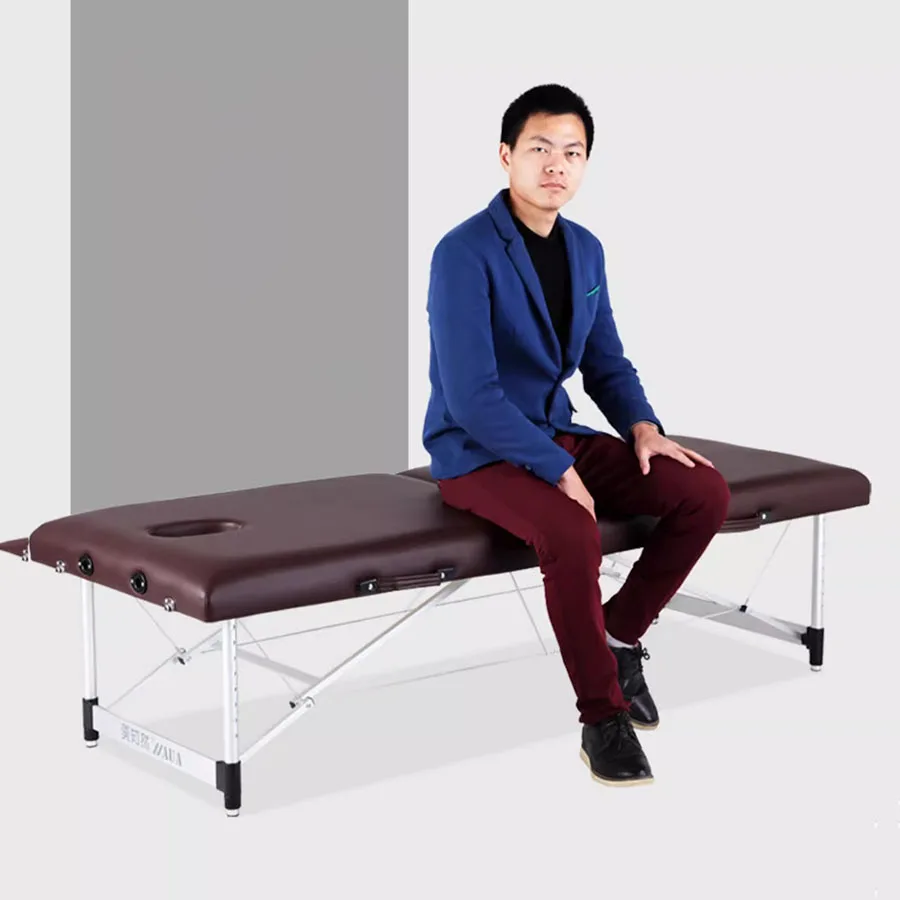 Folding Portable Wipeable Massage Table Hole Neck Support Massage Table Professional Leg Pilow Protection Camillas Cosmetic Bed