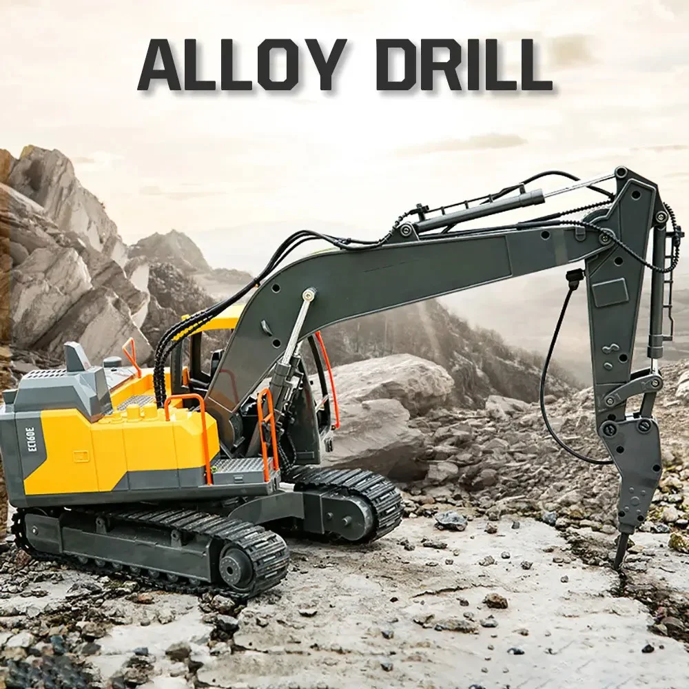 E568 RC Excavator 1:16 Engineering Car Alloy 12CH Crawler 3 in 1 Digger RC Truck 2.4G Chargeable Wireles Remote Control Car Toy 4