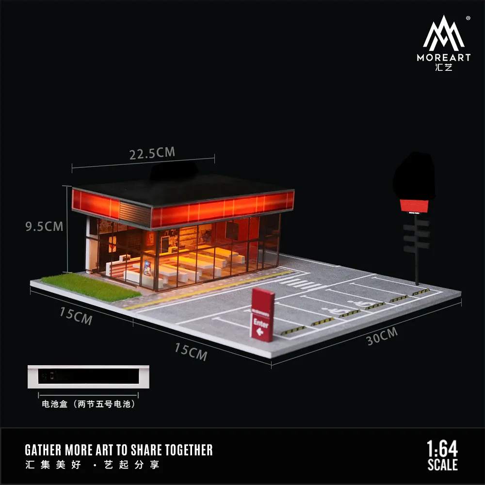 [gulf gas] MoreArt: 1:64 Car Assembly Scenes Series Model  Car Model Parking Lot for Display /Gifts/Collection 