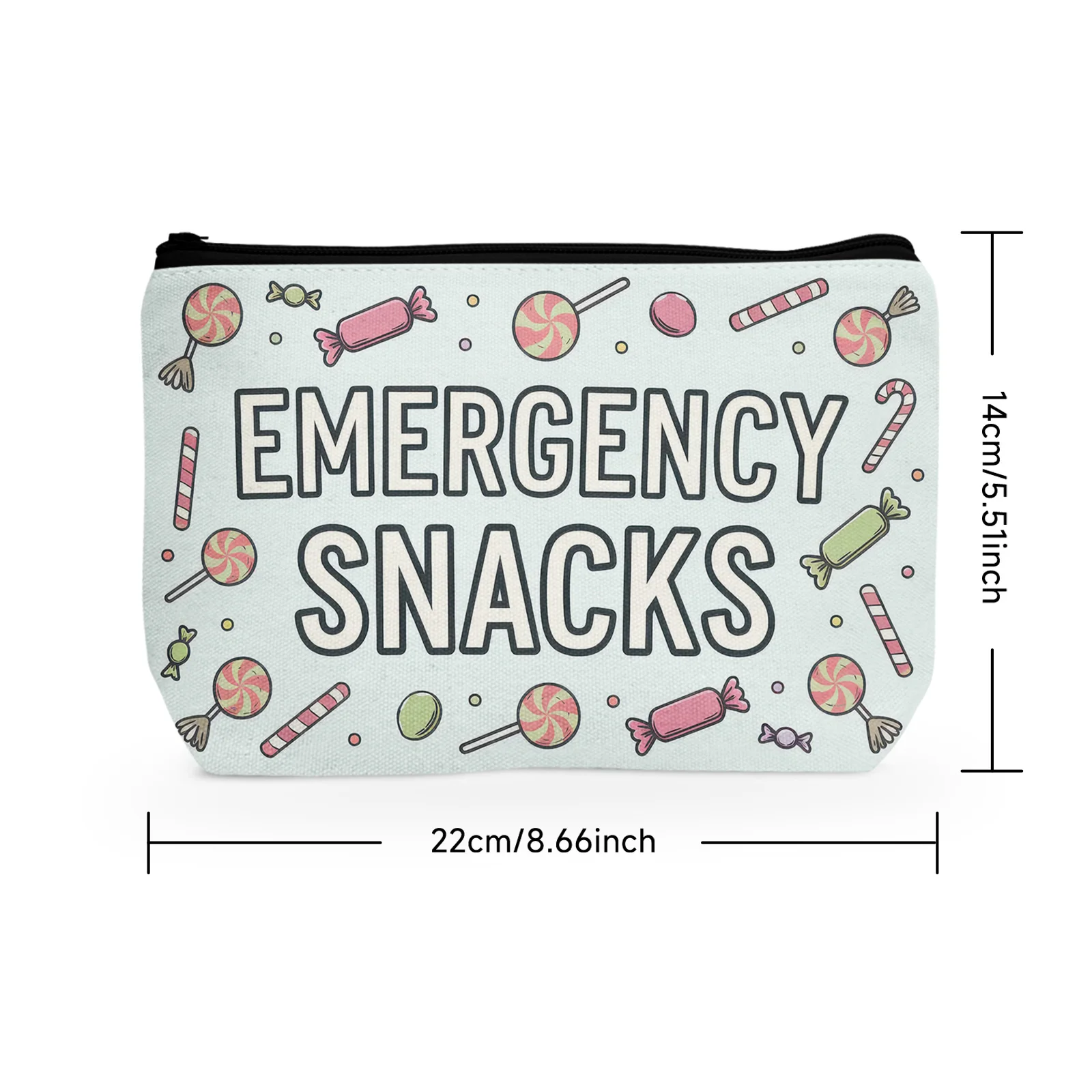 1Pc Emergency Snacks Pattern Reusable Cosmetic Bag Durable And Stylish With Zipper Portable Women'S Cosmetic Bag Suitable For 5