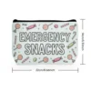 1Pc Emergency Snacks Pattern Reusable Cosmetic Bag Durable And Stylish With Zipper Portable Women'S Cosmetic Bag Suitable For 5