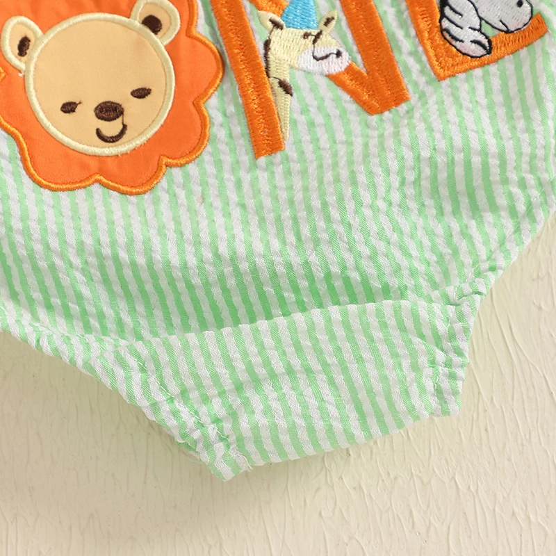 Toddler Boy Summer Shorts Birthday Outfit Letter Embroidery Striped Casual Elastic Short Pants for Newborn Baby