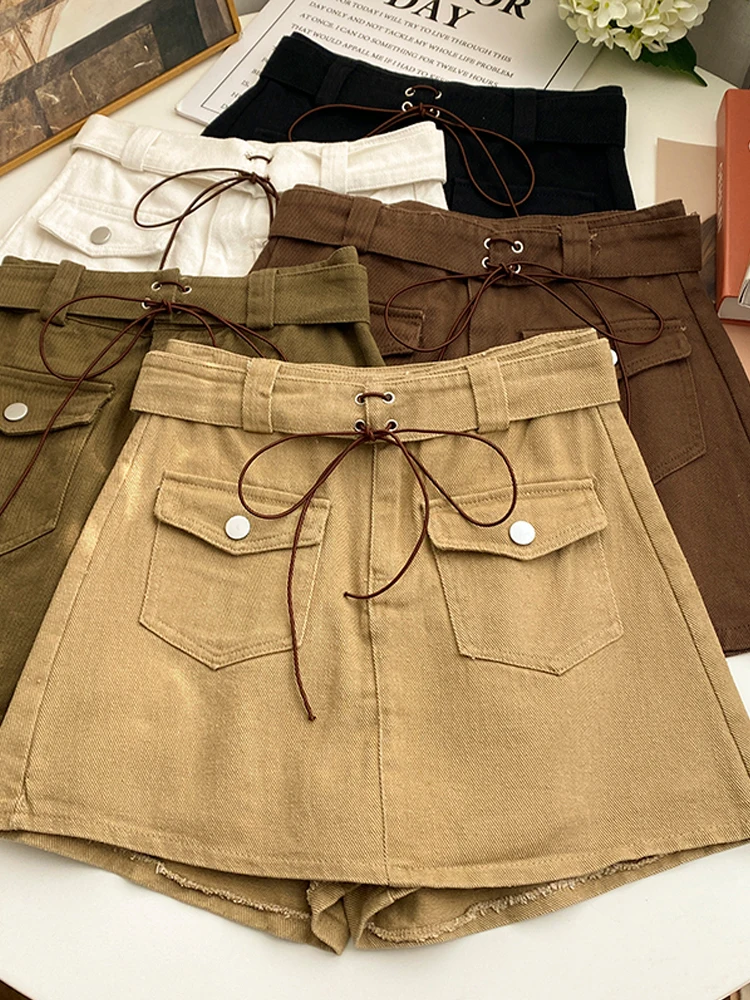 

YuooMuoo Ins Fashion Cargo Skirts Shorts Women High Waist Y2K Bandage Summer Shorts