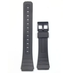Sleek Black Resin Watch Band Strap with Metal Buckle and Pins - 18mm - 20mm (Black black)
