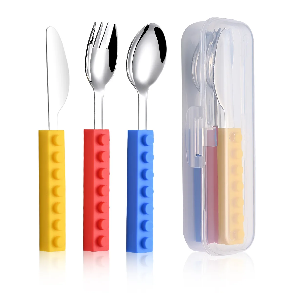 3pcs DIY Colorful Building Blocks Spliced ​​forks Spoons Tableware Student Children's Salad Tableware Set Fit Kitchen Tool