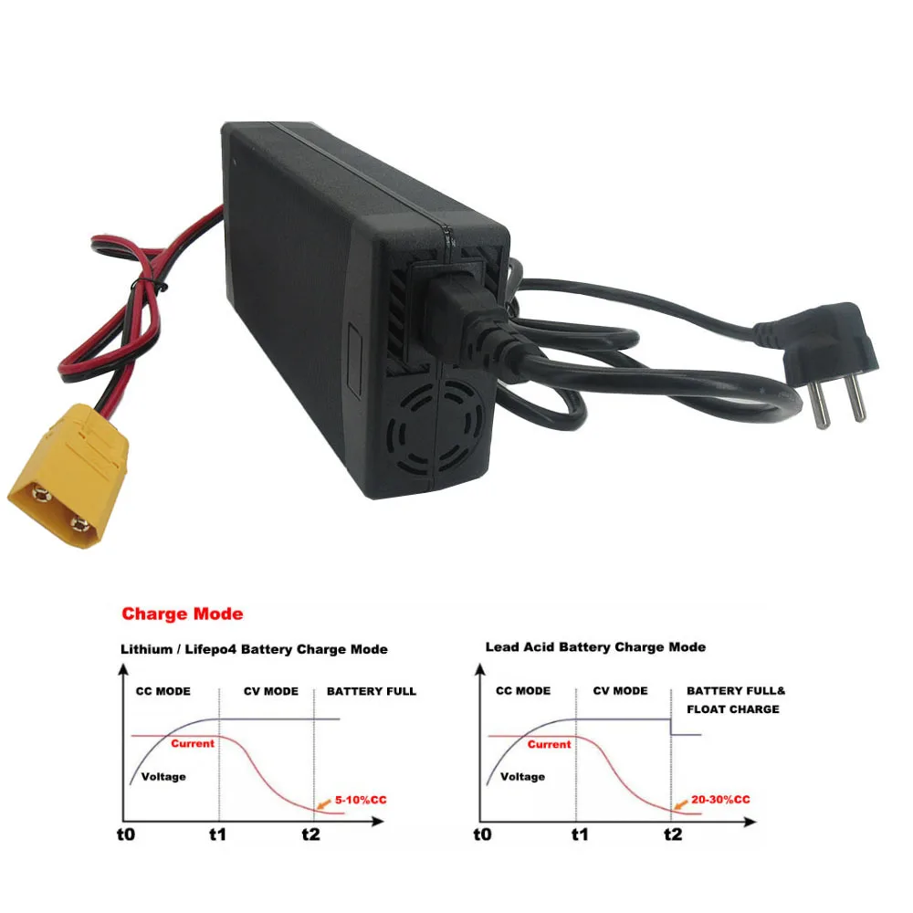 36V 8A 리튬이온 배터리 충전기 42V 리튬 리튬폴리머 10S 36V 30AH 40AH 50AH 에너지 저장 고속 충전기 XT60 XT90 팬 포함