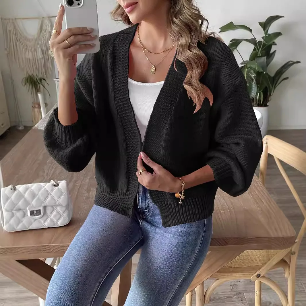 Women Casual Solid Color Knitted Sweater Cardigan